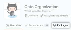 Packages tab on org landing page