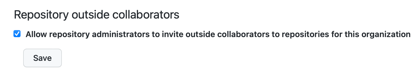 Checkbox to allow repository administrators to invite outside collaborators to organization repositories