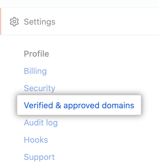 "Verified & approved domains" tab