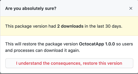 Confirm package version restoration