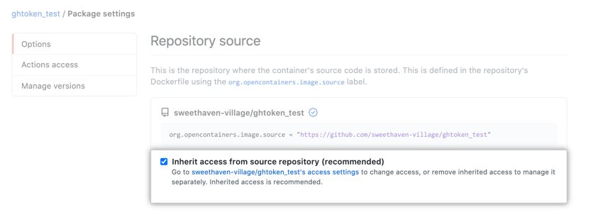 Inherit repo access checkbox