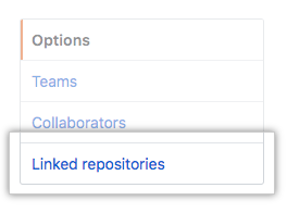 Linked repositories menu option in left sidebar