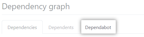 依存関係グラフ、[Dependabot] タブ