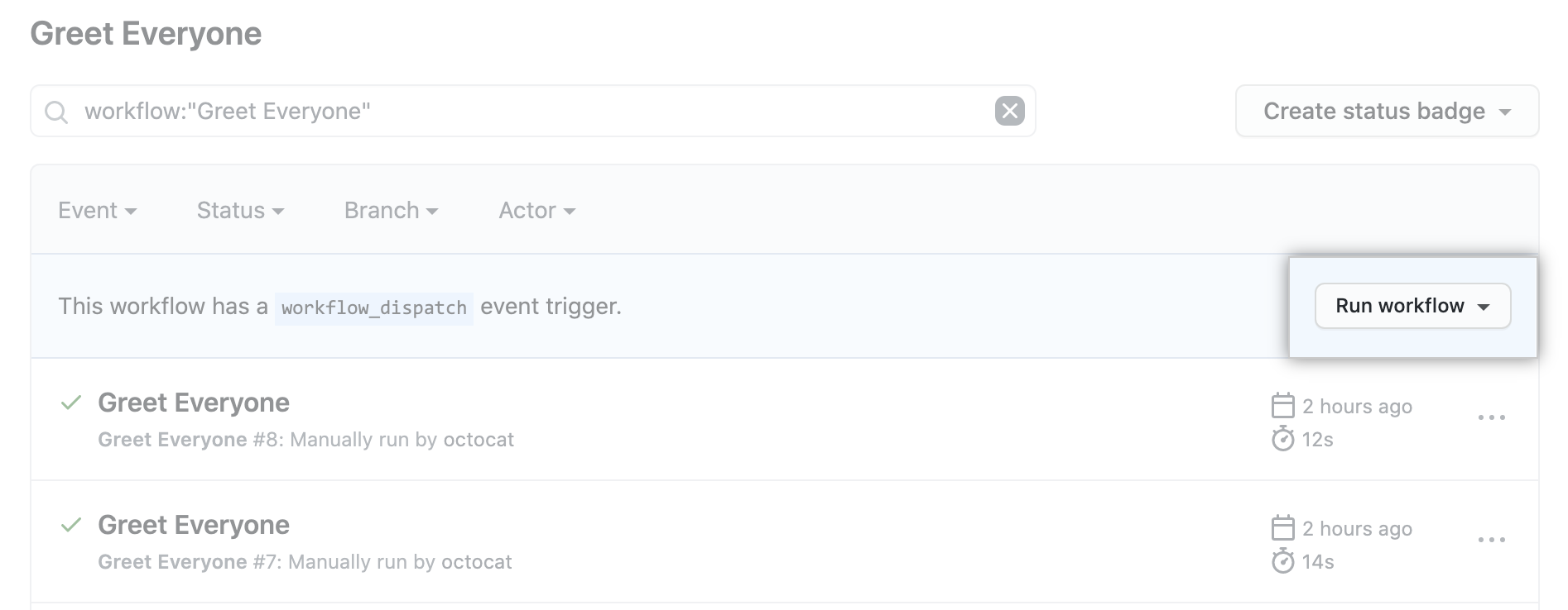 actions workflow dispatch