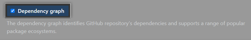 Checkbox to enable or disable the dependency graph