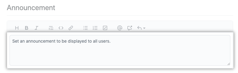 Screenshot of the text field to enter announcement
