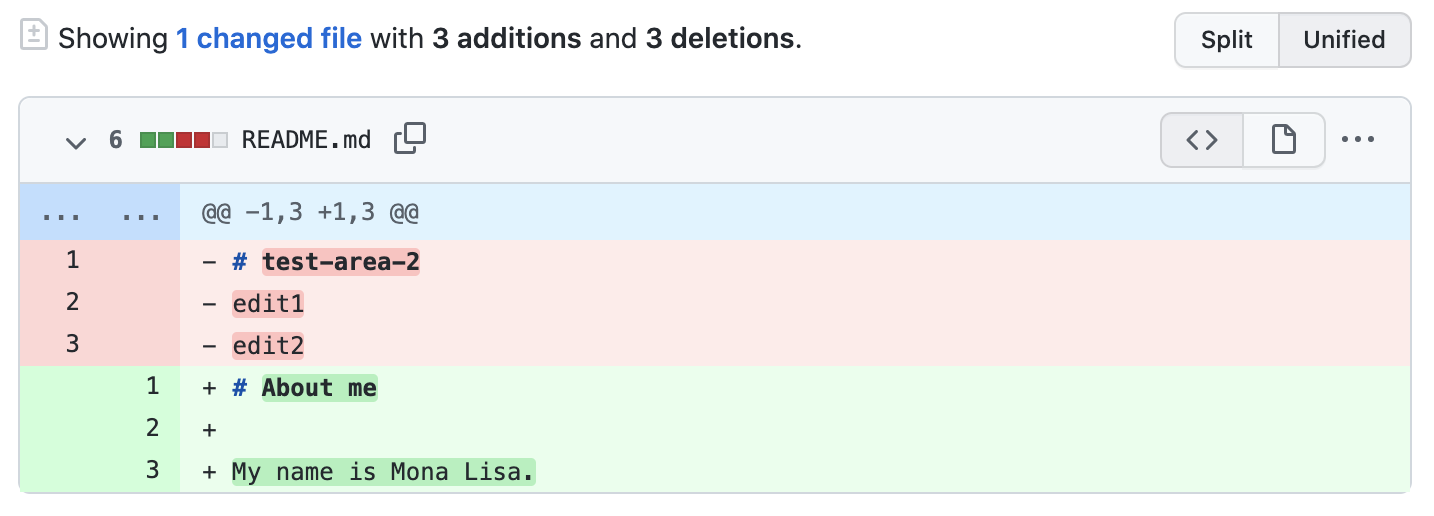 Screenshot of a diff for the README.md file. 3 red lines list the text that's being removed, and 3 green lines list the text being added.