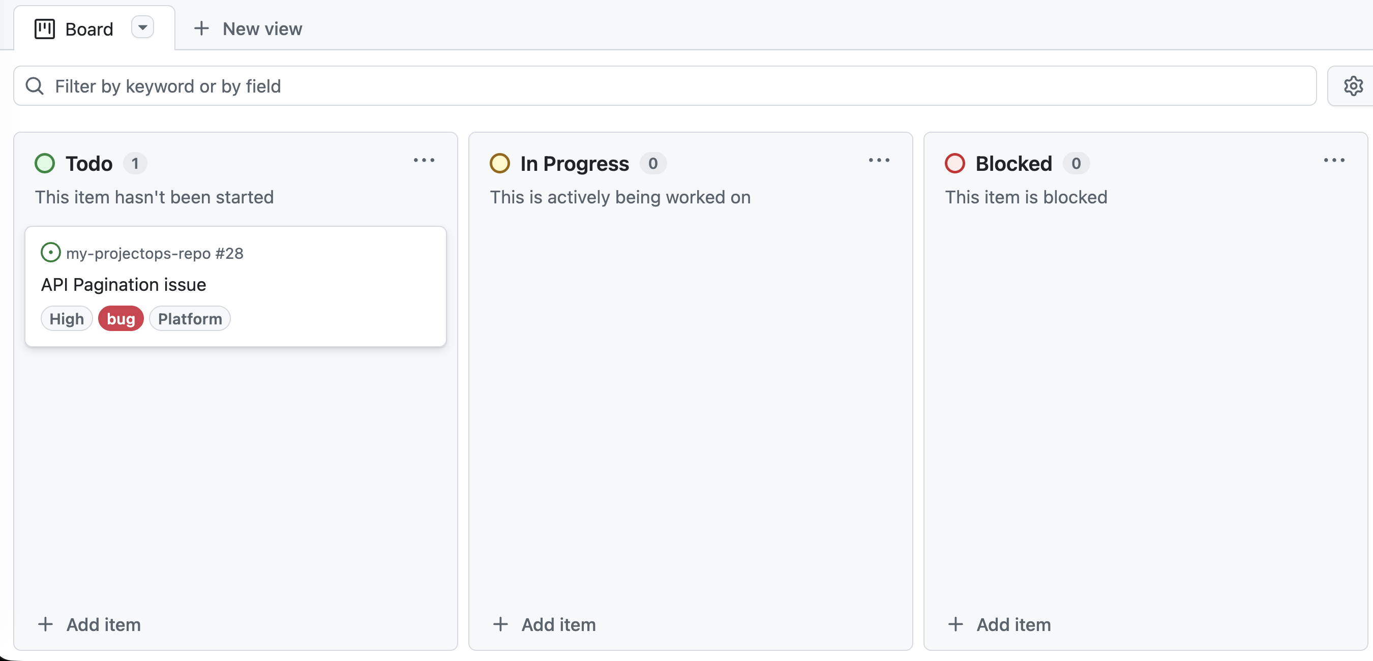 Workflow summary output generated by Project Board Maintainer